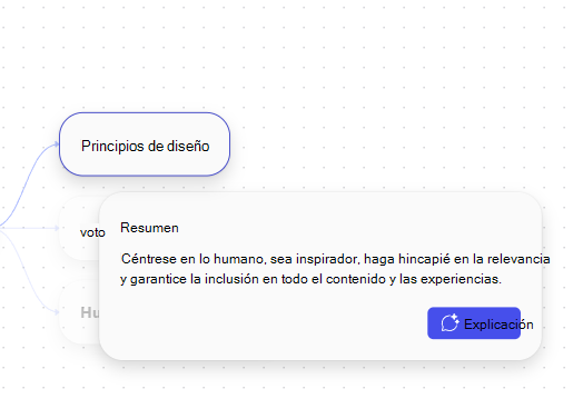 Captura de pantalla del panel de resumen del tema con una opción para abrir Copilot Chat para obtener más información.