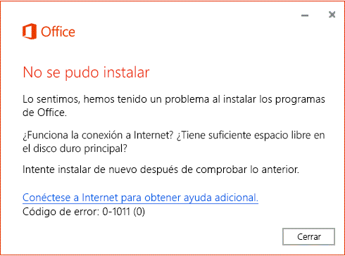No se pudo instalar mensaje.