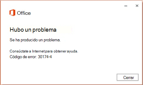 Código de error 30174-4 al instalar Office