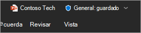 Captura de pantalla de la barra de título que muestra la etiqueta de confidencialidad de archivos.