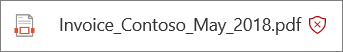 Captura de pantalla de un archivo en OneDrive para la Empresa detectado como malintencionado
