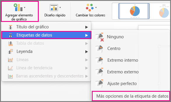 Agregar elementos de gráfico en Office para Mac