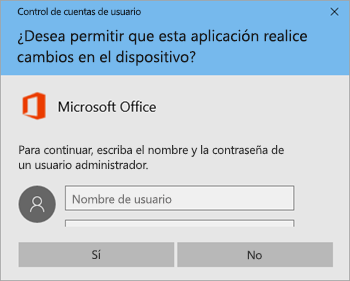 Captura de pantalla donde se muestra la ventana de control de cuentas de usuario