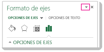Parte superior del panel Formato de ejes con las comillas angulares resaltadas