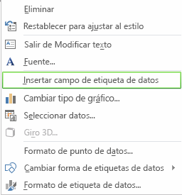 Comando Insertar campo de etiqueta de datos en menú contextual