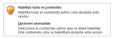 Lista desplegable de advertencia de seguridad