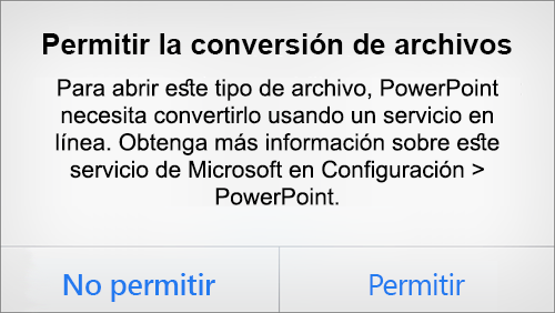 Muestra el aviso de privacidad ODF en PowerPoint para iPhone