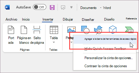 Haga clic con el botón secundario para agregar el comando