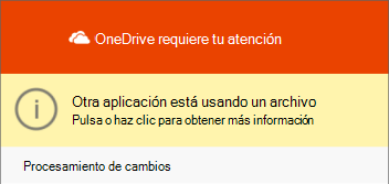 Cuadro de diálogo Archivo en uso de OneDrive