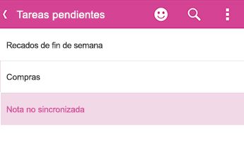 Una nota no sincronizada en OneNote para Android