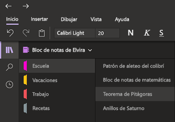 Modo oscuro en OneNote para Windows 10