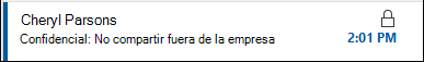 Un mensaje con permisos restringidos tendrá un icono de candado en la lista de mensajes.