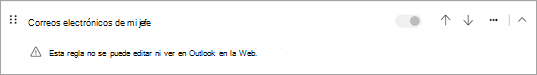 Esta regla no se puede modificar ni ver en Outlook en la Web