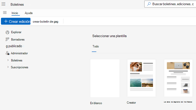 Crear edición para boletines de Outlook