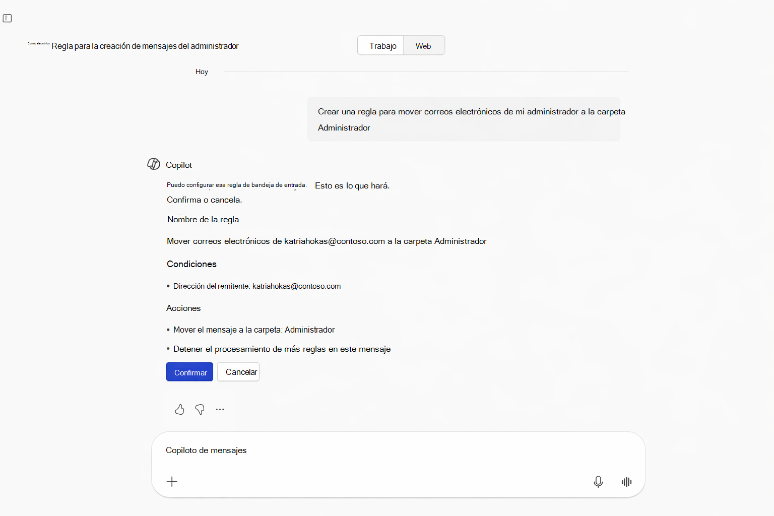 Crear regla de Outlook