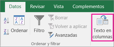Elegir texto de datos > en columnas