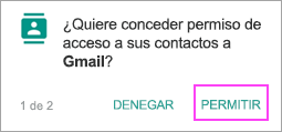 Permitir contactos