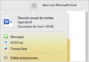 Compartir el archivo con las extensiones instaladas en su Mac