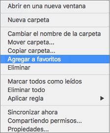 Opción Agregar a Favoritos en el menú contextual