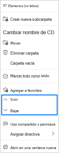 Captura de pantalla de la opción mover carpetas