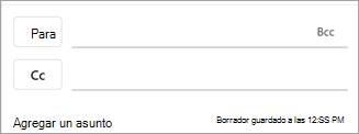 Para acceder a la libreta de direcciones e insertar un nombre de contacto, seleccione el botón situado junto al campo correspondiente: Para, CC o CCO.