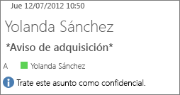 Correo electrónico marcado como Confidencial