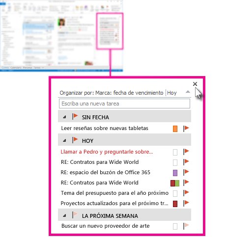 Información de tareas anclada