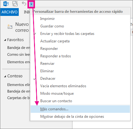 Agregar un comando a la barra de herramientas de acceso rápido