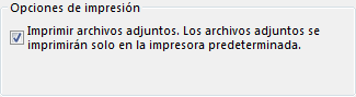 Opciones de impresión de archivos adjuntos en el cuadro de diálogo Imprimir