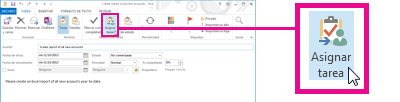 Comando Asignar tarea en la cinta