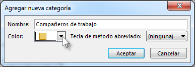 Escriba un nombre para la categoría y elija un color.