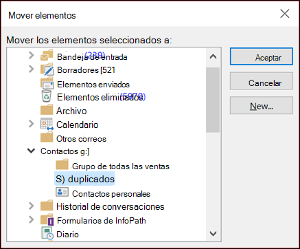 Mover los contactos a otra carpeta.