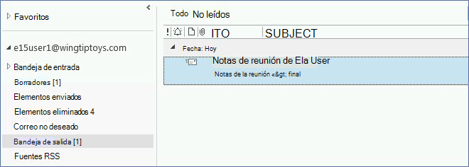 Bandeja de salida en Outlook