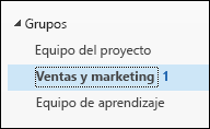 Grupos en la barra de navegación izquierda