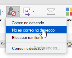 Marcar un mensaje como correo no deseado