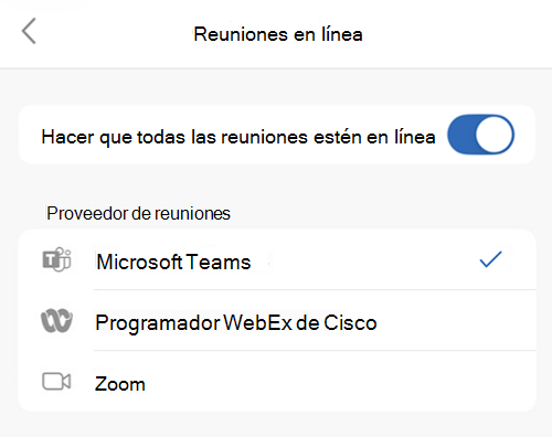 Seleccionar el proveedor predeterminado en Outlook en iOS