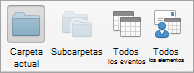 Muestra las opciones de búsqueda Calendar