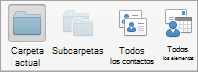 Muestra las opciones de búsqueda de Contactos