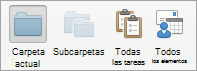 Muestra las opciones de búsqueda de Tareas