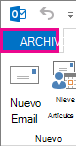 Pestaña Archivo de Outlook