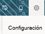 Opción de configuración en la barra de herramientas de Outlook en la Web