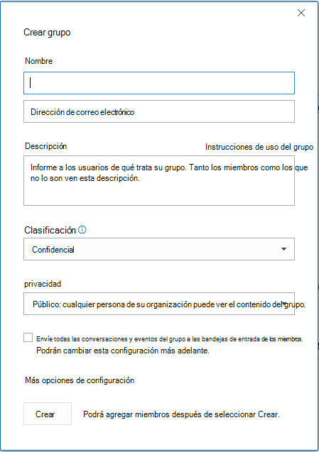 Crear un grupo