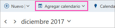 Captura de pantalla del botón Agregar calendario