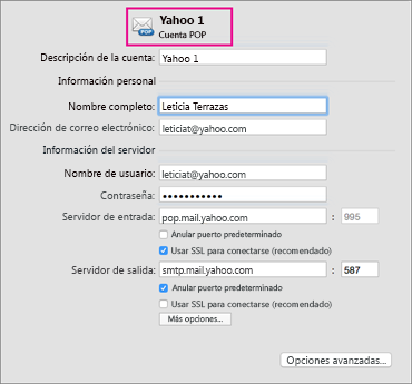 Configuración básica de cuenta POP