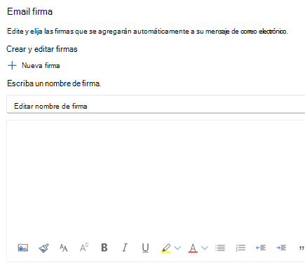 Crear y agregar una firma de correo electrónico en Outlook en la Web