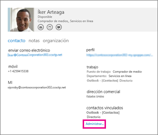 Gestionar perfiles para un contacto