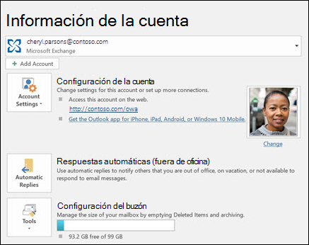 La captura de pantalla muestra el botón de respuestas automáticas