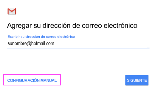 Elegir Configuración manual