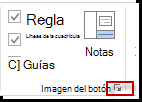 Selector de cuadro de diálogo en el grupo Mostrar