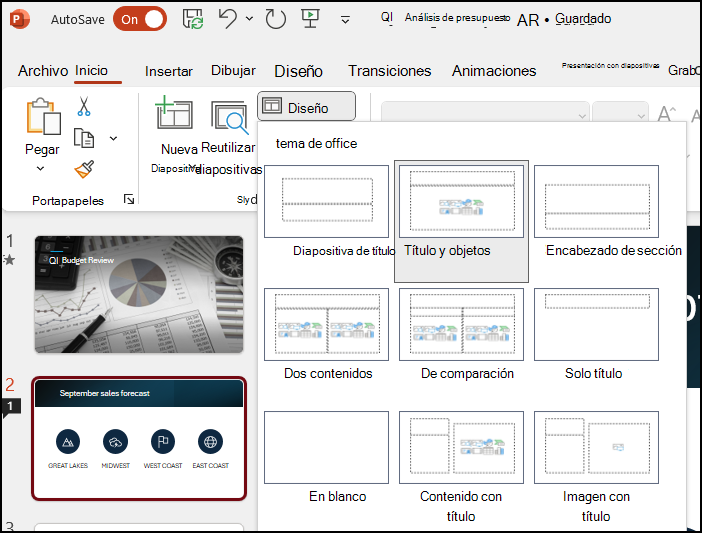 Diseños de diapositivas de PowerPoint